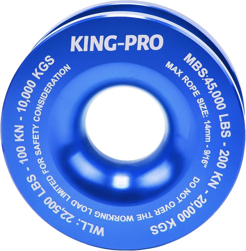 KING-PRO Snatch Recovery Ring, 45000 lbs Winch Snatch Block Pulley Towing Ring, for ATV UTV SUV Truck Off-Road Vehicle Towing Soft Shackle Recovery（Blue） - Image 2